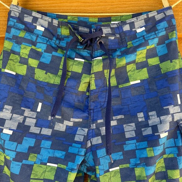 Sunshine Zone Blue Pixeled Men's Swim Trunks Shorts Size 27 - Picture 2 of 7